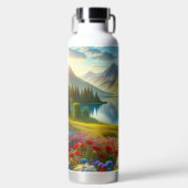 Farbige Quelle/blühender Bergsee Trinkflasche (Vorderseite)