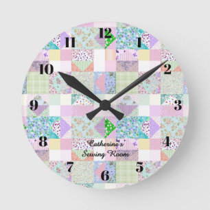 Farbige Quiltuhr-Nähzimmer-Quilt-Dekoration Runde Wanduhr
