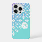 Farbige Rainbow-Blume Muster Monogramm-Initialen iPhone Hülle (Rückseite)