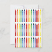 Farbige Rainbow Crayons Niedlich Monogram Kids Dankeskarte (Rückseite)