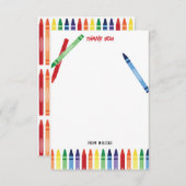 Farbige Rainbow Crayons Niedlich Monogram Kids Dankeskarte (Vorne/Hinten)