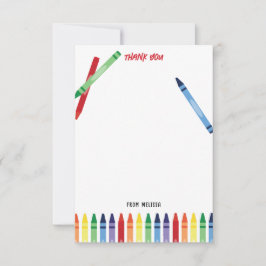 Farbige Rainbow Crayons Niedlich Monogram Kids Dankeskarte