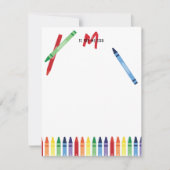 Farbige Rainbow Crayons Niedlich Monogram Kids Mitteilungskarte (Vorderseite)