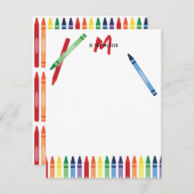 Farbige Rainbow Crayons Niedlich Monogram Kids