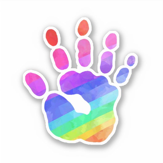 Farbige Rainbow-Handprint-Liebe Künstler Aufkleber (Vorderseite)