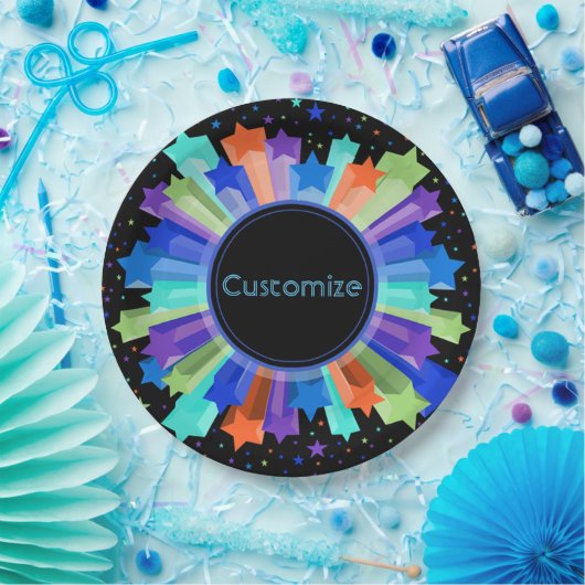 Farbige Rainbow-Sternexplosion Party Paper Tellers Pappteller (Party)