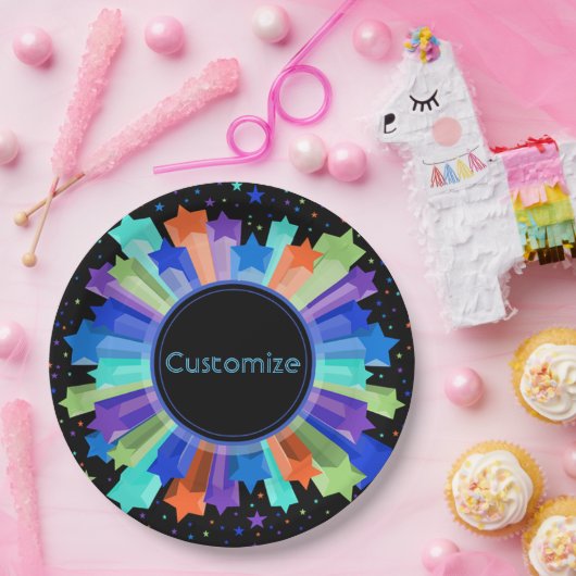 Farbige Rainbow-Sternexplosion Party Paper Tellers Pappteller (Party)