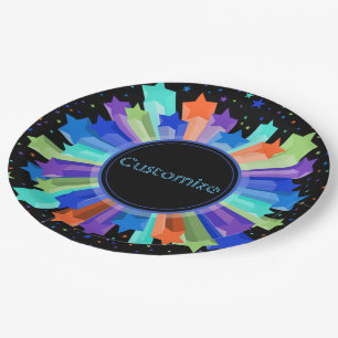 Farbige Rainbow-Sternexplosion Party Paper Tellers Pappteller