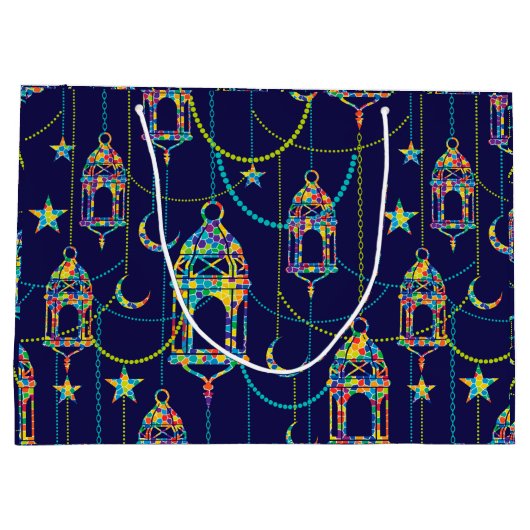 Farbige Ramadan-Symbole Große Geschenktüte (Rückseite)