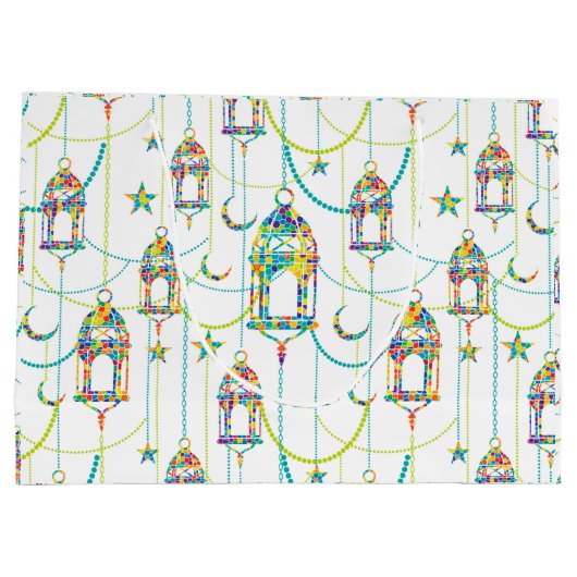 Farbige Ramadan-Symbole Muster 2 Große Geschenktüte (Rückseite)