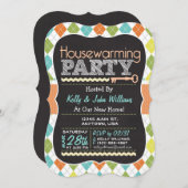 Farbige Raute; Chalkboard Housewarming Party Einladung (Vorne/Hinten)