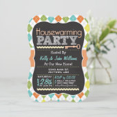 Farbige Raute; Chalkboard Housewarming Party Einladung (Stehend Vorderseite)