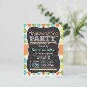 Farbige Raute; Chalkboard Housewarming Party Einladungspostkarte (Stehend Vorderseite)