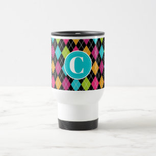 Farbige Raute Muster Personalisiert Travel Mug Reisebecher