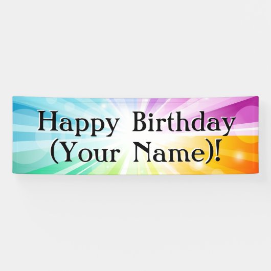 Farbige Rays Personalisiert Geburtstagsparty Banne Banner (Horizontal)