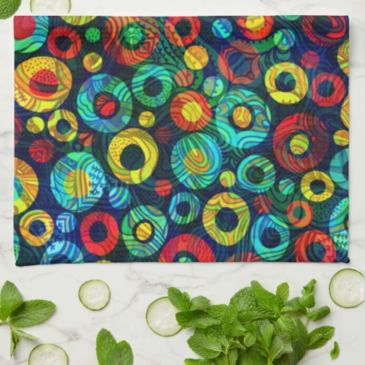 Farbige Re-geometri-Circles Random-Muster Handtuch (Gefaltet)