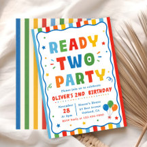 Farbige Ready Two Party 2. Geburtstag