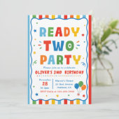 Farbige Ready Two Party 2. Geburtstag Einladung (Stehend Vorderseite)