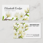 Farbige, realistische, weiße Magnolia-Blume-Zusamm Visitenkarte (Vorne/Hinten)