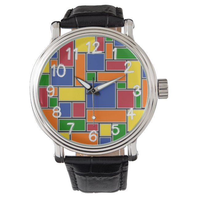 Farbige Rechtecke Armbanduhr (Vorderseite)