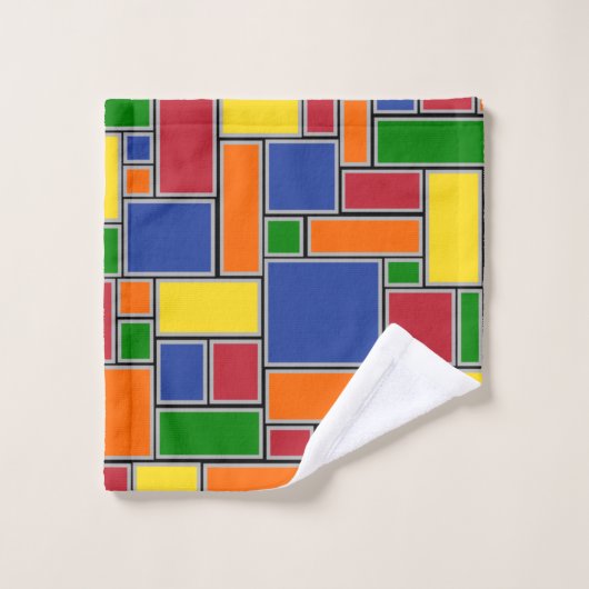 Farbige Rechtecke  Badhandtuch Set (Waschlappen)