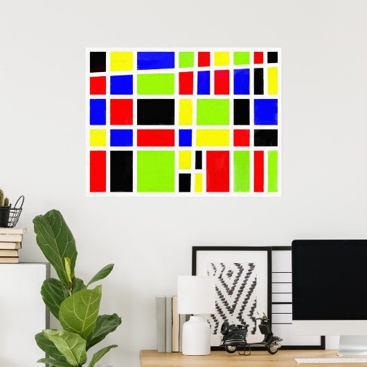 Farbige Rechtecke (digitale Ölmalerei) Poster (Heimbüro)