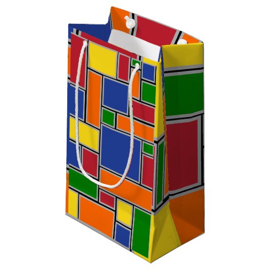 Farbige Rechtecke Kleine Geschenktüte (Vorderseite Schrägansicht)
