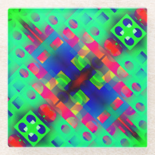 Farbige Rechtecke mit Loch, in der Mitte gesunken Glasuntersetzer