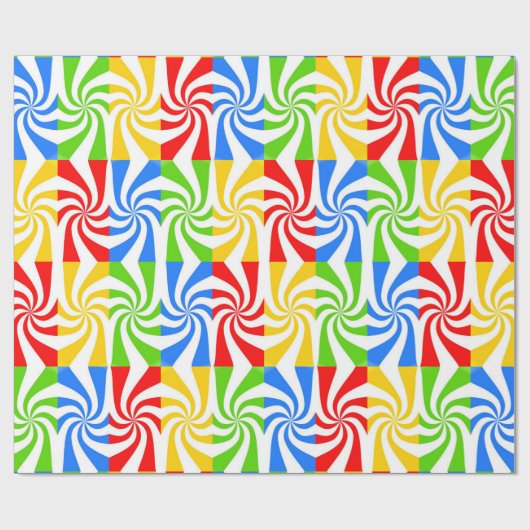 Farbige Rechtecke und weiße Wirbel Geschenkpapier (Flach)