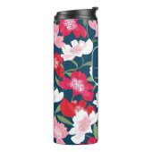 Farbige Red Floral Business QR Code Blau Thermosbecher (Nach links gedreht)