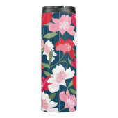 Farbige Red Floral Business QR Code Blau Thermosbecher (Rückseite)