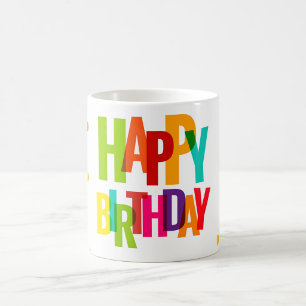Farbige Regenbogen-Buchstaben & Festliche Gestaltu Kaffeetasse