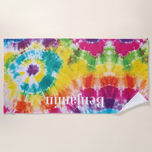 Farbige Regenbogen-Gefärbte Krawatte Individuelle  Strandtuch (Vorderseite)