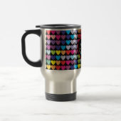 Farbige Regenbogen-Herzen-Muster Personalisiert Reisebecher (Links)