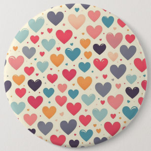 Farbige Regenbogen-Herzen Valentinstag Button