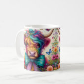 Farbige Regenbogen Highland-Kuh Kaffeetasse (Vorderseite Links)