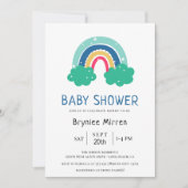 Farbige Regenbogen-Kinderdusche Einladung (Vorderseite)