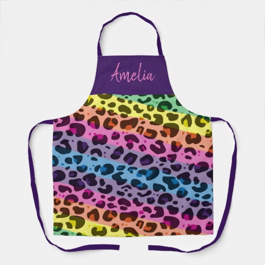 Farbige Regenbogen-Leopardenmuster Schürze (Vorderseite)