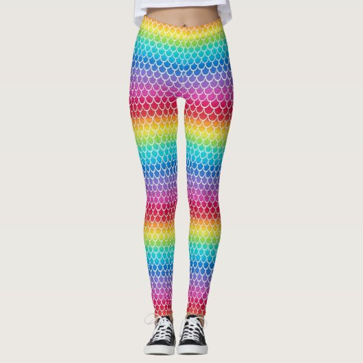 Farbige Regenbogen-Mermaid-Waagen für Leggings (Vorderseite)
