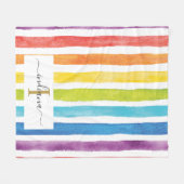 Farbige Regenbogen-Monogramm-Aquarellschrift Fleecedecke (Vorderseite (Horizontal))