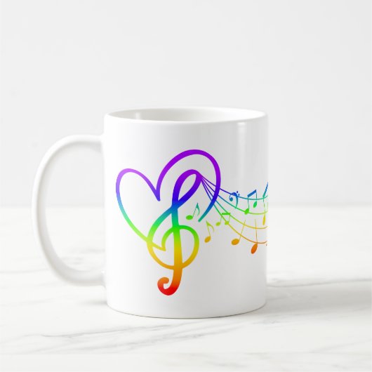 Farbige Regenbogen-Musiknoten, LGBTQ, Gay Pride Kaffeetasse (Links)