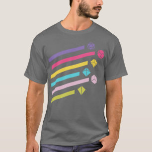 Farbige Regenbogen-Polyeder-Würfel-Set Ray T-Shirt