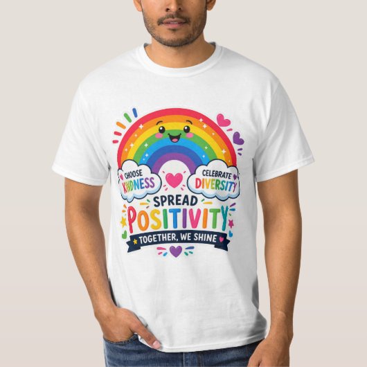 Farbige Regenbogen Positivität & Vielfalt T-Shirt (Vorderseite)