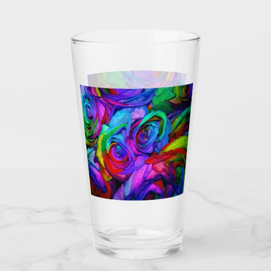 Farbige Regenbogen-Rose #1 Glas (Vorderseite)