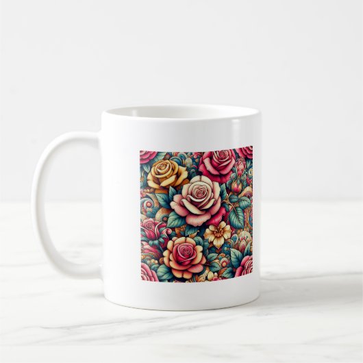 Farbige Regenbogen-Rose Blume Kaffee-Tasse-Tasse Kaffeetasse (Links)