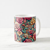 Farbige Regenbogen-Rose Blume Kaffee-Tasse-Tasse Kaffeetasse (VorderseiteRechts)