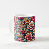 Farbige Regenbogen-Rose Blume Kaffee-Tasse-Tasse Kaffeetasse (Vorderseite Links)