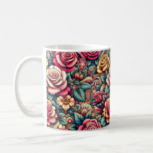 Farbige Regenbogen-Rose Blume Kaffee-Tasse-Tasse Kaffeetasse (Links)