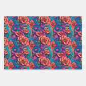 Farbige Regenbogen-Rose Flora Wrapping Paper Geschenkpapier Set (Vorderseite 3)