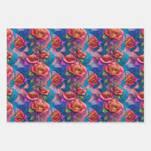 Farbige Regenbogen-Rose Flora Wrapping Paper Geschenkpapier Set (Vorderseite)